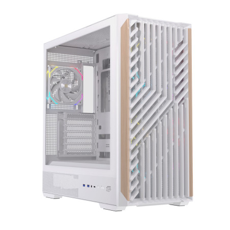 Einarex EXCS-PL-800R-W PULSE P800 RGB White, Midi Tower, PC, Blanco, ATX, micro ATX, Mini-ITX, Acero, Vidrio templado, Juego