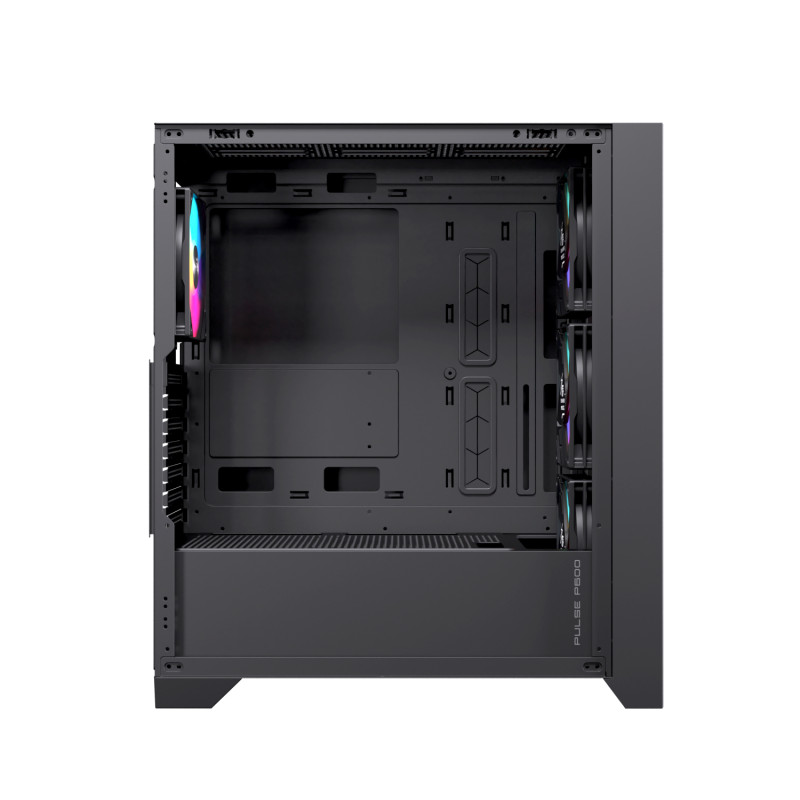 Einarex EXCS-PL-600R-B PULSE P600 RGB Black, Midi Tower, PC, Negro, ATX, micro ATX, Mini-ITX, Acero, Vidrio templado, Juego