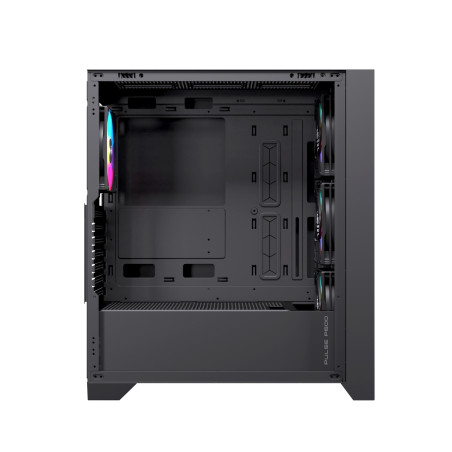 Einarex EXCS-PL-600R-B PULSE P600 RGB Black, Midi Tower, PC, Negro, ATX, micro ATX, Mini-ITX, Acero, Vidrio templado, Juego