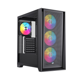 Einarex EXCS-PL-600R-B PULSE P600 RGB Black, Midi Tower, PC, Negro, ATX, micro ATX, Mini-ITX, Acero, Vidrio templado, Juego