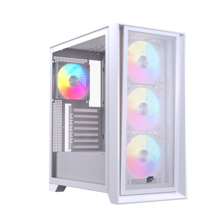 Einarex EXCS-PL-600R-W PULSE P600 RGB White, Midi Tower, PC, Blanco, ATX, micro ATX, Mini-ITX, Acero, Vidrio templado, Juego