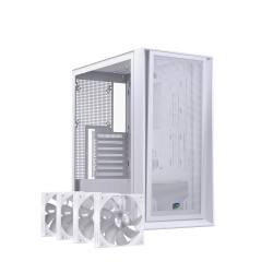 Einarex EXCS-PL-600R-W PULSE P600 RGB White, Midi Tower, PC, Blanco, ATX, micro ATX, Mini-ITX, Acero, Vidrio templado, Juego 2