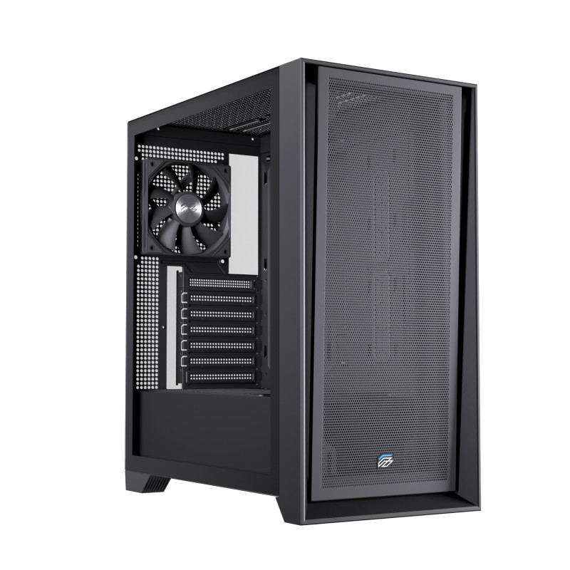 Einarex EXCS-PL-600C-B PULSE P600 Core Black, Midi Tower, PC, Negro, ATX, micro ATX, Mini-ITX, Acero, Vidrio templado, Juego