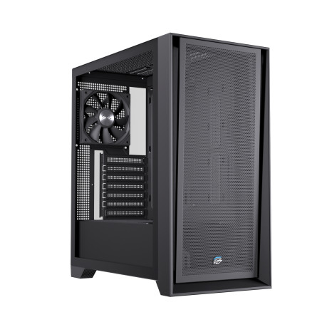 Einarex EXCS-PL-600C-B PULSE P600 Core Black, Midi Tower, PC, Negro, ATX, micro ATX, Mini-ITX, Acero, Vidrio templado, Juego