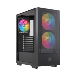 Einarex EXCS-PL-100R-B PULSE P100 RGB Black, Midi Tower, PC, Negro, ATX, micro ATX, Mini-ITX, Acero, Vidrio templado, Juego