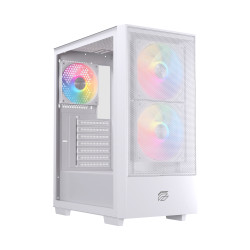 Einarex EXCS-PL-100R-W PULSE P100 RGB White, Midi Tower, PC, Blanco, ATX, micro ATX, Mini-ITX, Acero, Vidrio templado, Juego