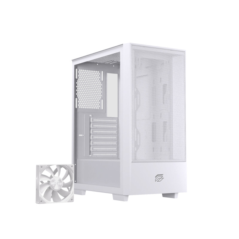 Einarex EXCS-PL-100C-W PULSE P100 Core White, Midi Tower, PC, Blanco, ATX, micro ATX, Mini-ITX, Acero, Vidrio templado, Juego