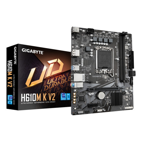 GIGABYTE H610M K V2 H610M K V2 Placa base - Procesadores Intel Core 14ª generación, hasta 5600 MHz DDR5, 1xPCIe 3.0 M.2, LAN
