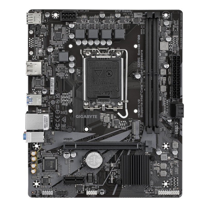 GIGABYTE H610M K V2 H610M K V2 Placa base - Procesadores Intel Core 14ª generación, hasta 5600 MHz DDR5, 1xPCIe 3.0 M.2, LAN