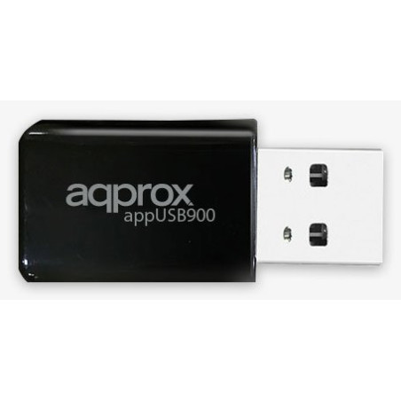 Approx APPUSB900 APPUSB900, Inalámbrico, USB, WLAN, Wi-Fi 6 (802.11ax), 900 Mbit/s, Negro