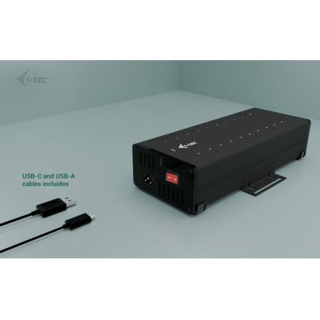 i-tec CACHRGHUB20C USB-C/USB-A Metal Charging + data HUB, 15W per port, 20x USB-C, Interior, Corriente alterna, 12 V, Negro