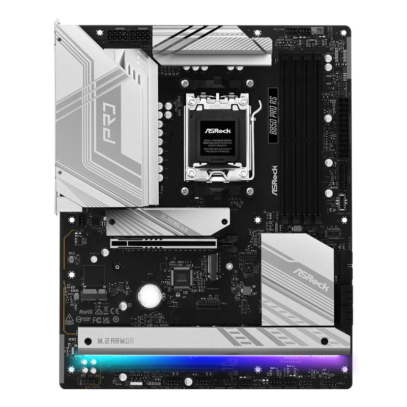 Asrock 90-MXBQK-A0UAYZ B850 Pro RS, AMD, Zócalo AM5, AMD Ryzen 7000 Series, AMD Ryzen 8000 Series, AMD Ryzen 9000 Series,