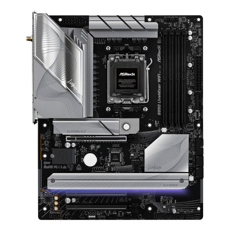 Asrock 90-MXBQU-A0UAYZ B850 LiveMixer WiFi, AMD, Zócalo AM5, AMD Ryzen 7000 Series, AMD Ryzen 8000 Series, AMD Ryzen 9000