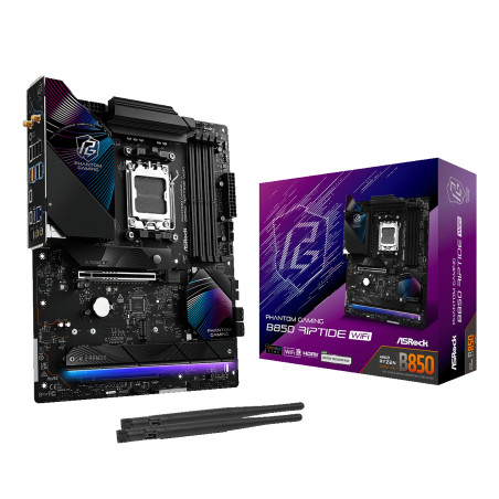 Asrock 90-MXBQT0-A0UAYZ Phantom Gaming B850 Riptide WiFi, AMD, Zócalo AM5, AMD Ryzen 7000 Series, AMD Ryzen 8000 Series, AMD