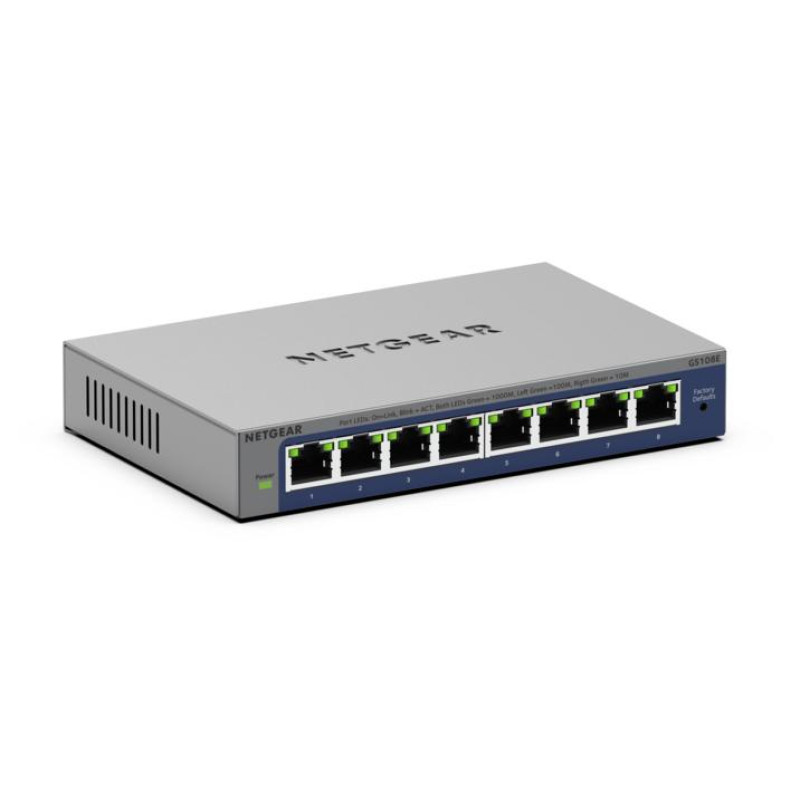 NETGEAR GS108E-400EUS GS108Ev4, No administrado, L2/L3, Gigabit Ethernet (10/100/1000)
