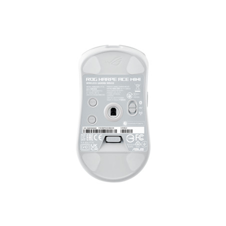 ASUS 90MP03Z0-BMUA10 ROG Harpe Ace Mini, Ambidextro, Óptico, RF Wireless + Bluetooth + USB Type-C, 42000 DPI, Blanco