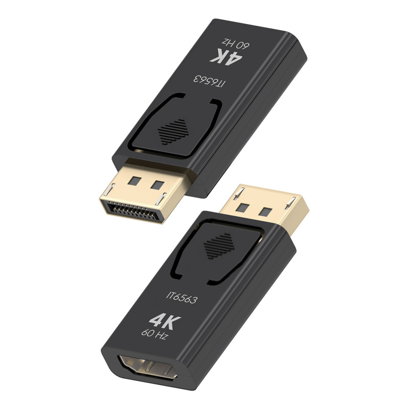 AISENS A125-0908 Conversor DisplayPort a HDMI 4K@60HZ, DP/M-HDMI/H, Negro, DisplayPort, HDMI, Macho, Hembra, Derecho, Derecho