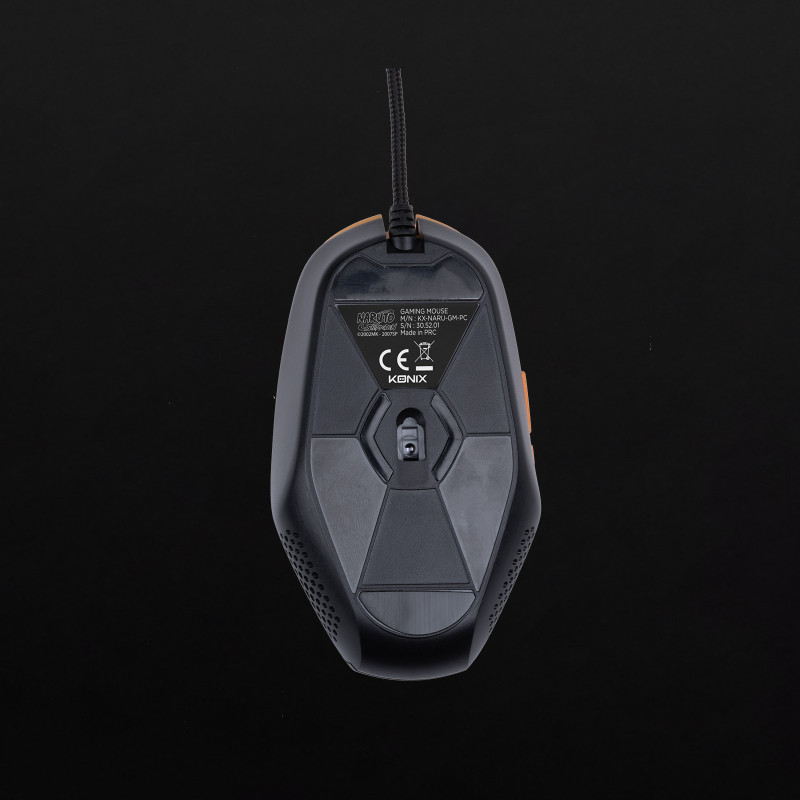 Konix 80381121030 Naruto KX GAMING MOUSE, Ambidextro, Óptico, USB tipo A, 3600 DPI, Negro, Naranja