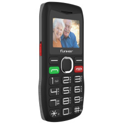 Funker FUNC140B C140 Classic 4G – Teléfono fácil de usar con botón SOS - Negro, Barra, SIM doble, 4,57 cm (1.8"), 0,3 MP,