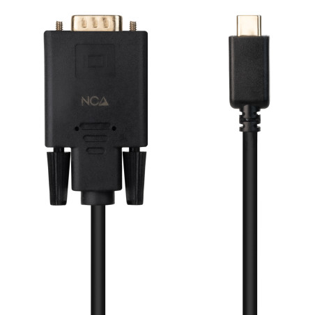 Nanocable 10.15.5202 Cable Conversor USB-C/M a VGA/M, 1.8 m, Negro, 1,8 m, USB Tipo C, VGA (D-Sub), Macho, Macho, Derecho