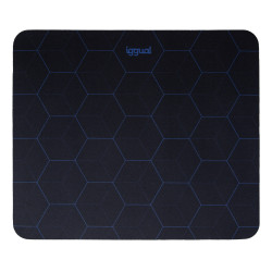 iggual IGG319154 Alfombrilla ratón 32x27 cm HEXA-1, Negro, Azul, Estampado, Base antiderrapante, Alfombrilla de ratón para
