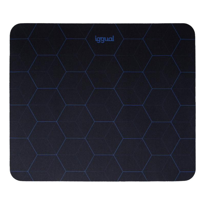 iggual IGG319154 Alfombrilla ratón 32x27 cm HEXA-1, Negro, Azul, Estampado, Base antiderrapante, Alfombrilla de ratón para