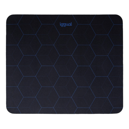 iggual IGG319154 Alfombrilla ratón 32x27 cm HEXA-1, Negro, Azul, Estampado, Base antiderrapante, Alfombrilla de ratón para