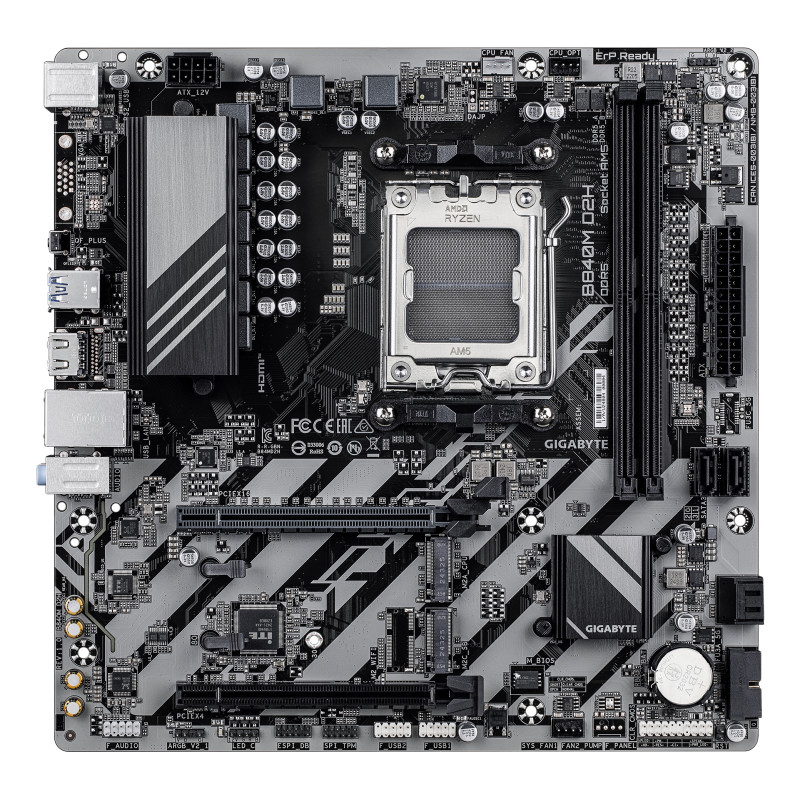 GIGABYTE B840M D2H B840M D2H Placa base - Procesadores AMD Ryzen 9000, VRM de 5+2+2 fases, hasta 7600 MHz DDR5, 1xPCIe 4.0 +