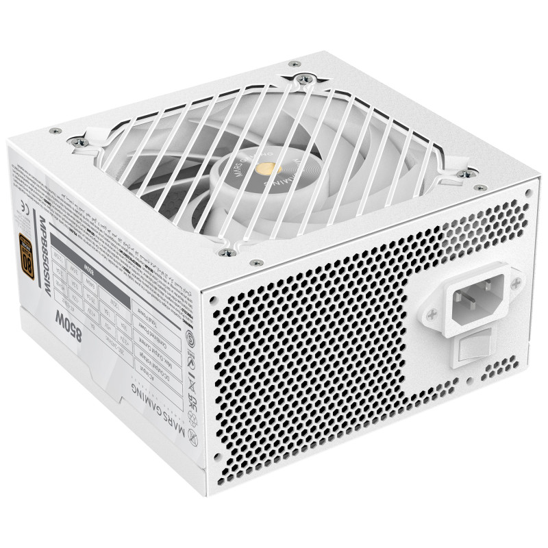 Mars Gaming MPB850SIW MPB850SIW, 850 W, 200 - 240 V, 47 - 63 Hz, 8 A, Activo, 120 W