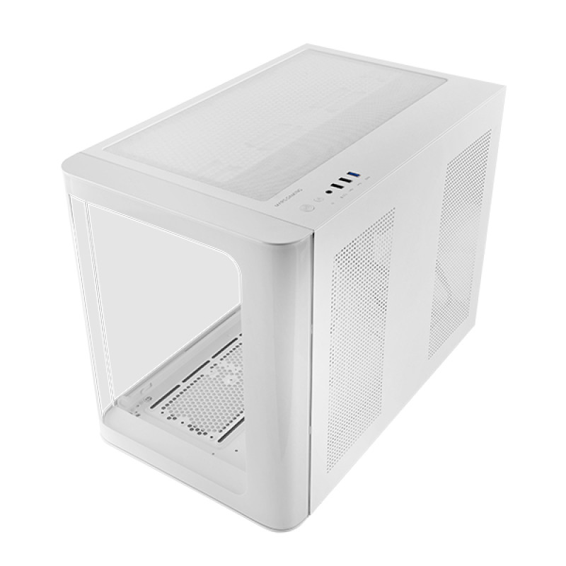 Mars Gaming MCFUSIONMW MC-FUSIONM, Caja Gaming Micro-ATX, Ventana Lateral y Frontal Curvo de Cristal Templado Continuo,