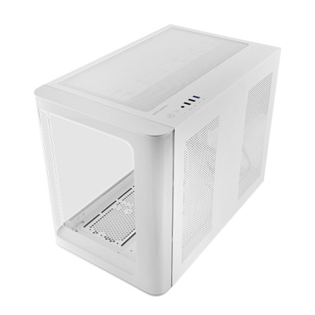 Mars Gaming MCFUSIONMW MC-FUSIONM, Caja Gaming Micro-ATX, Ventana Lateral y Frontal Curvo de Cristal Templado Continuo,