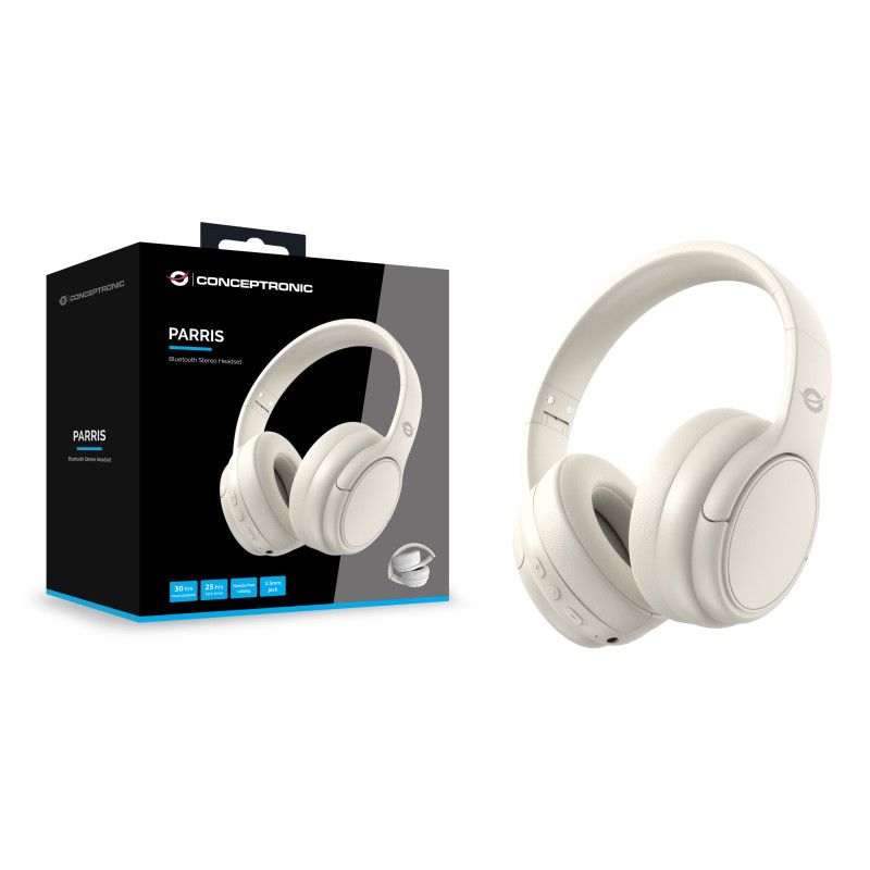 Conceptronic PARRIS03C PARRIS03C, Inalámbrico y alámbrico, Música, 20 - 20000 Hz, 198,5 g, Auriculares, Crema de color