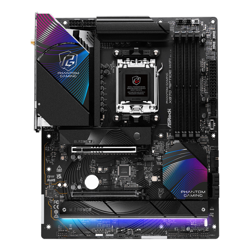 Asrock 90-MXBPP0-A0UAYZ X870 Riptide WiFi, AMD, Zócalo AM5, AMD Ryzen 7000 Series, AMD Ryzen 8000 Series, AMD Ryzen 9000