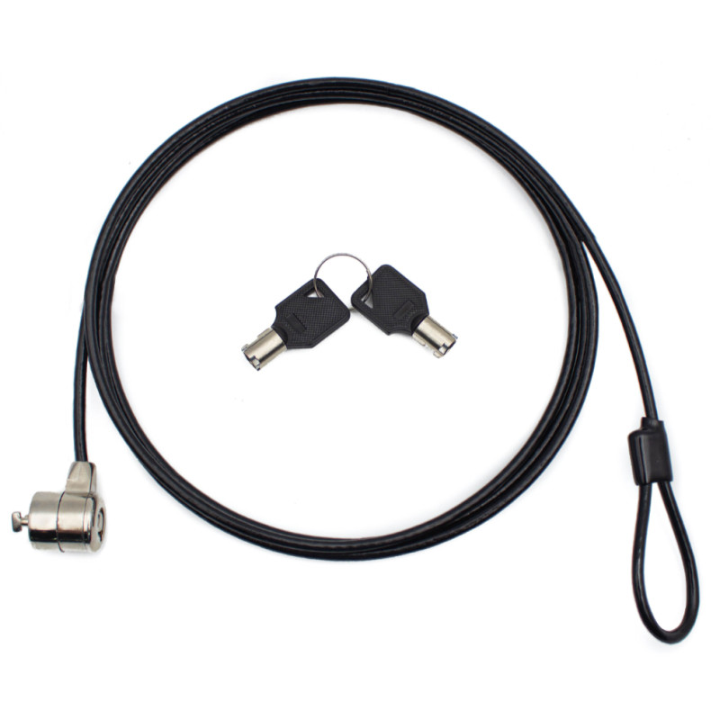 Nilox NXSC001 Cable seguridad con doble llave 1.8m, 1,8 m, 2 llaves, Acero, Negro