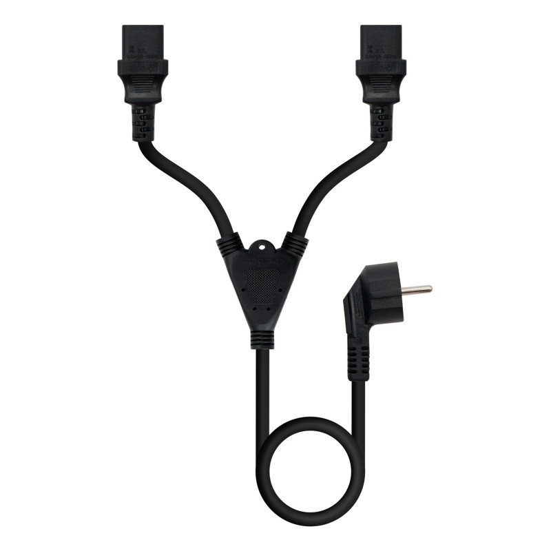 Nanocable 10.22.0100-L300 Cable de Alimentación CEE7/M a 2xC13/H, Negro, 3 m, 3 m, CEE7/7, Acoplador C13 2 x
