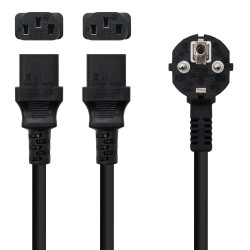 Nanocable 10.22.0100-L300 Cable de Alimentación CEE7/M a 2xC13/H, Negro, 3 m, 3 m, CEE7/7, Acoplador C13 2 x 2