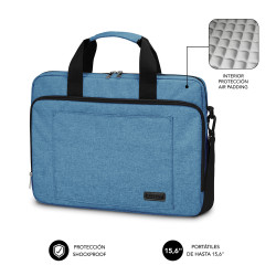 SUBBLIM SUBLB-4APLB11 Maletín Ordenador Air Padding Laptop bag 15,6" Azul, Maletín Toploader, 39,6 cm (15.6"), Tirante para 2