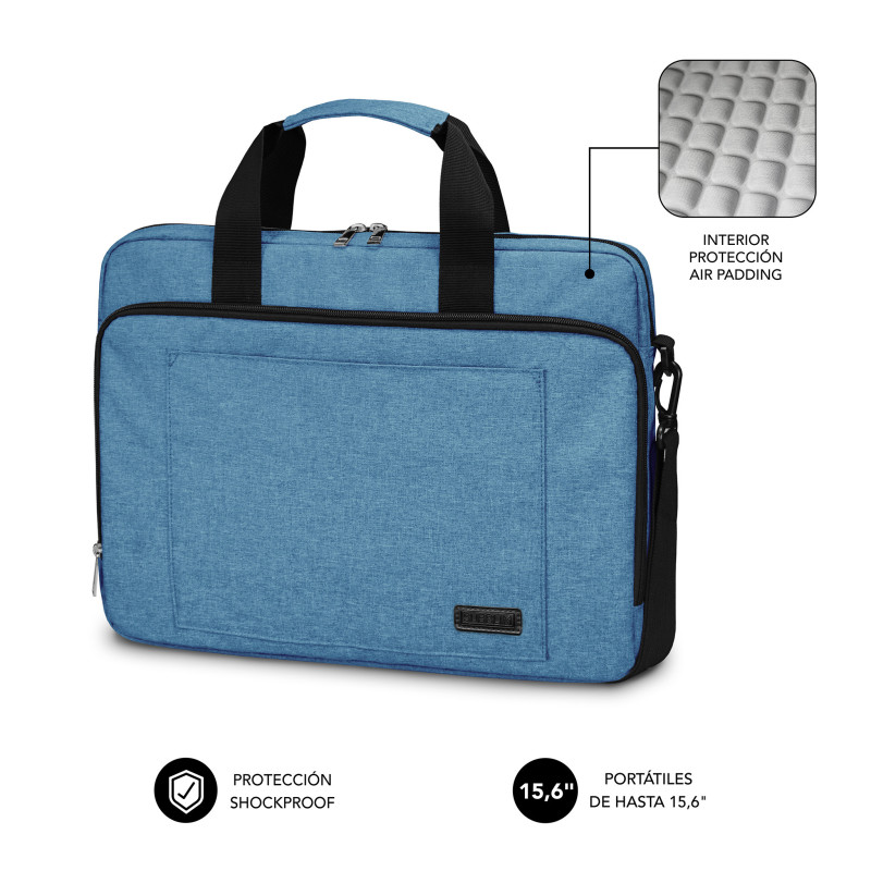SUBBLIM SUBLB-4APLB11 Maletín Ordenador Air Padding Laptop bag 15,6" Azul, Maletín Toploader, 39,6 cm (15.6"), Tirante para