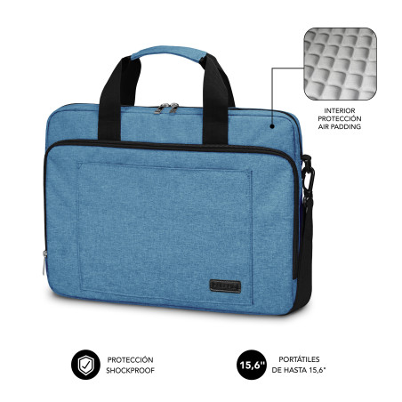 SUBBLIM SUBLB-4APLB11 Maletín Ordenador Air Padding Laptop bag 15,6" Azul, Maletín Toploader, 39,6 cm (15.6"), Tirante para