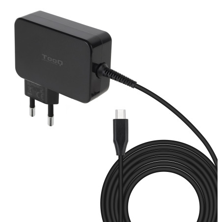TooQ TQLC-USBCGAN100PD Cargador de portátil GAN USB-C PD 100W, Negro, Interior, Corriente alterna, 20 V, 3 A, 1,8 m, Negro