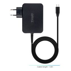 TooQ TQLC-USBCGAN100PD Cargador de portátil GAN USB-C PD 100W, Negro, Interior, Corriente alterna, 20 V, 3 A, 1,8 m, Negro 2