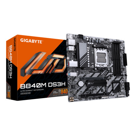 GIGABYTE B840M DS3H B840M DS3H Placa base - Procesadores AMD Ryzen 9000, VRM de 8+2+2 fases, hasta 8200 MHz DDR5, 2xPCIe 4.0