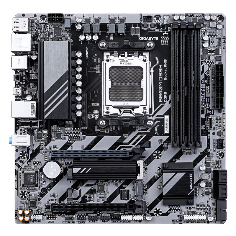 GIGABYTE B840M DS3H B840M DS3H Placa base - Procesadores AMD Ryzen 9000, VRM de 8+2+2 fases, hasta 8200 MHz DDR5, 2xPCIe 4.0