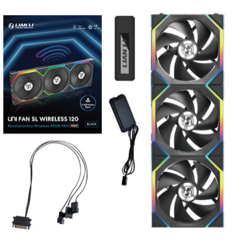 Lian Li 12SL1W3B UNI FAN SL Wireless 120, Ventilador, 12 cm, Negro