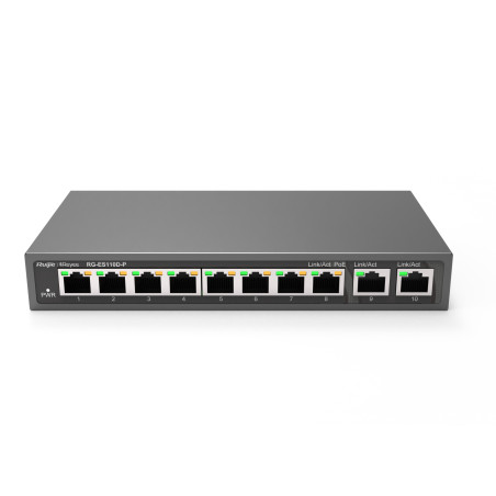 Ruijie Networks RG-ES110D-P RG-ES110D-P, No administrado, Fast Ethernet (10/100), Energía sobre Ethernet (PoE), Montaje en rack