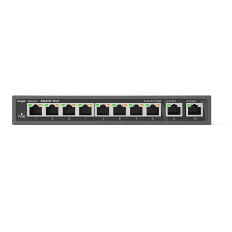Ruijie Networks RG-ES110D-P RG-ES110D-P, No administrado, Fast Ethernet (10/100), Energía sobre Ethernet (PoE), Montaje en rack