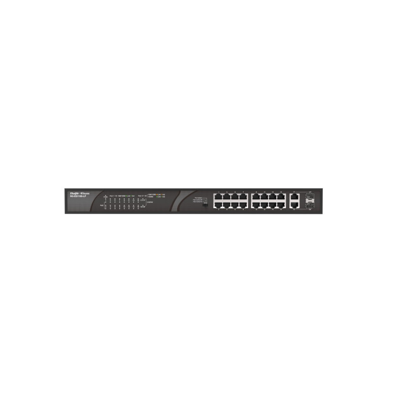 Ruijie Networks RG-ES118S-LP RG-ES118S-LP, No administrado, Fast Ethernet (10/100), Energía sobre Ethernet (PoE), Montaje en