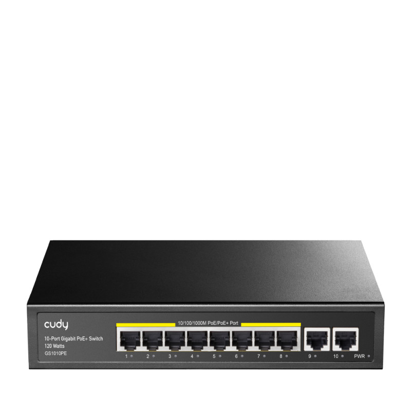 Cudy GS1010PE GS1010PE, Gigabit Ethernet (10/100/1000), Energía sobre Ethernet (PoE), Montaje en rack, Montaje de pared
