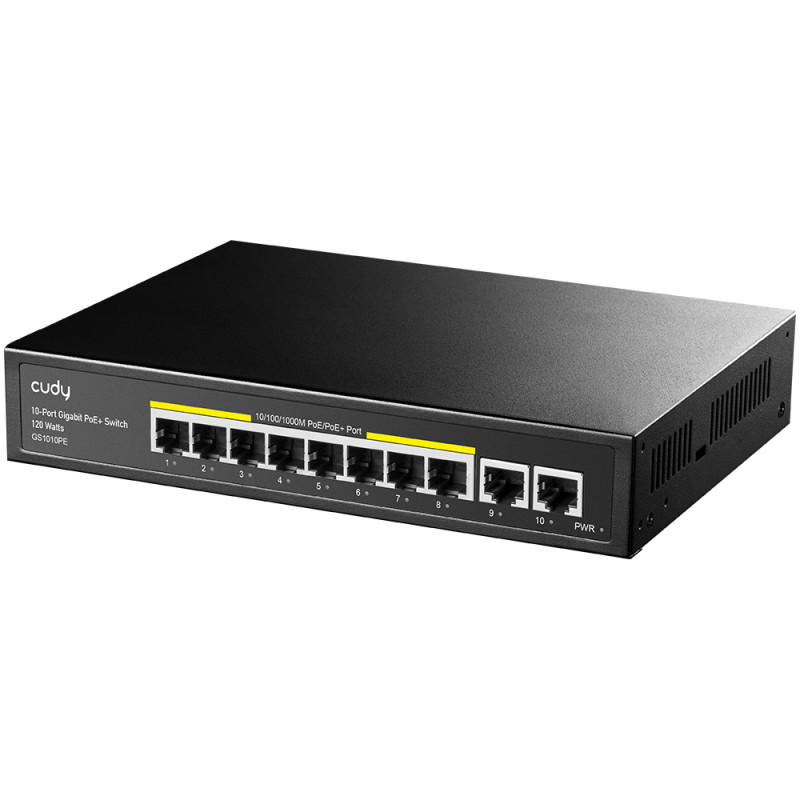 Cudy GS1010PE GS1010PE, Gigabit Ethernet (10/100/1000), Energía sobre Ethernet (PoE), Montaje en rack, Montaje de pared