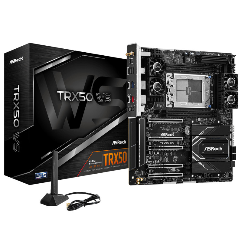 Asrock 90-MXBN40-A0UAYZ TRX50 WS, AMD, Socket sTR5, AMD Ryzen Threadripper 1000 Series, DDR5-SDRAM, 1 TB, DIMM